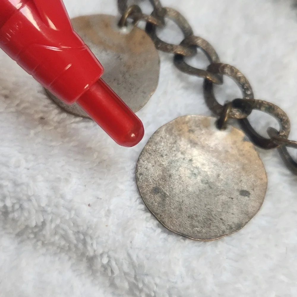 Vintage Coin Charm Bracelet Hercules Medallion Brass Tone Ornate‎ Chain AS IS